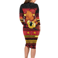 Papua New Guinea Christmas Family Matching Long Sleeve Bodycon Dress and Hawaiian Shirt Bikpela hamamas blong dispela Krismas LT14 - Polynesian Pride