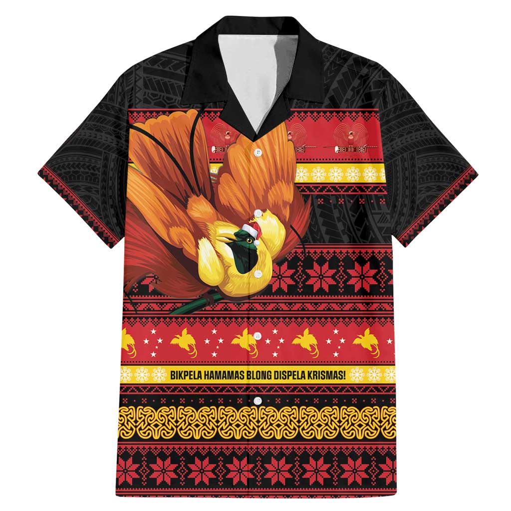 Papua New Guinea Christmas Family Matching Mermaid Dress and Hawaiian Shirt Bikpela hamamas blong dispela Krismas LT14 Dad's Shirt - Short Sleeve Red - Polynesian Pride