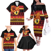 Papua New Guinea Christmas Family Matching Off The Shoulder Long Sleeve Dress and Hawaiian Shirt Bikpela hamamas blong dispela Krismas LT14 - Polynesian Pride