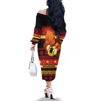 Papua New Guinea Christmas Family Matching Off The Shoulder Long Sleeve Dress and Hawaiian Shirt Bikpela hamamas blong dispela Krismas LT14 - Polynesian Pride