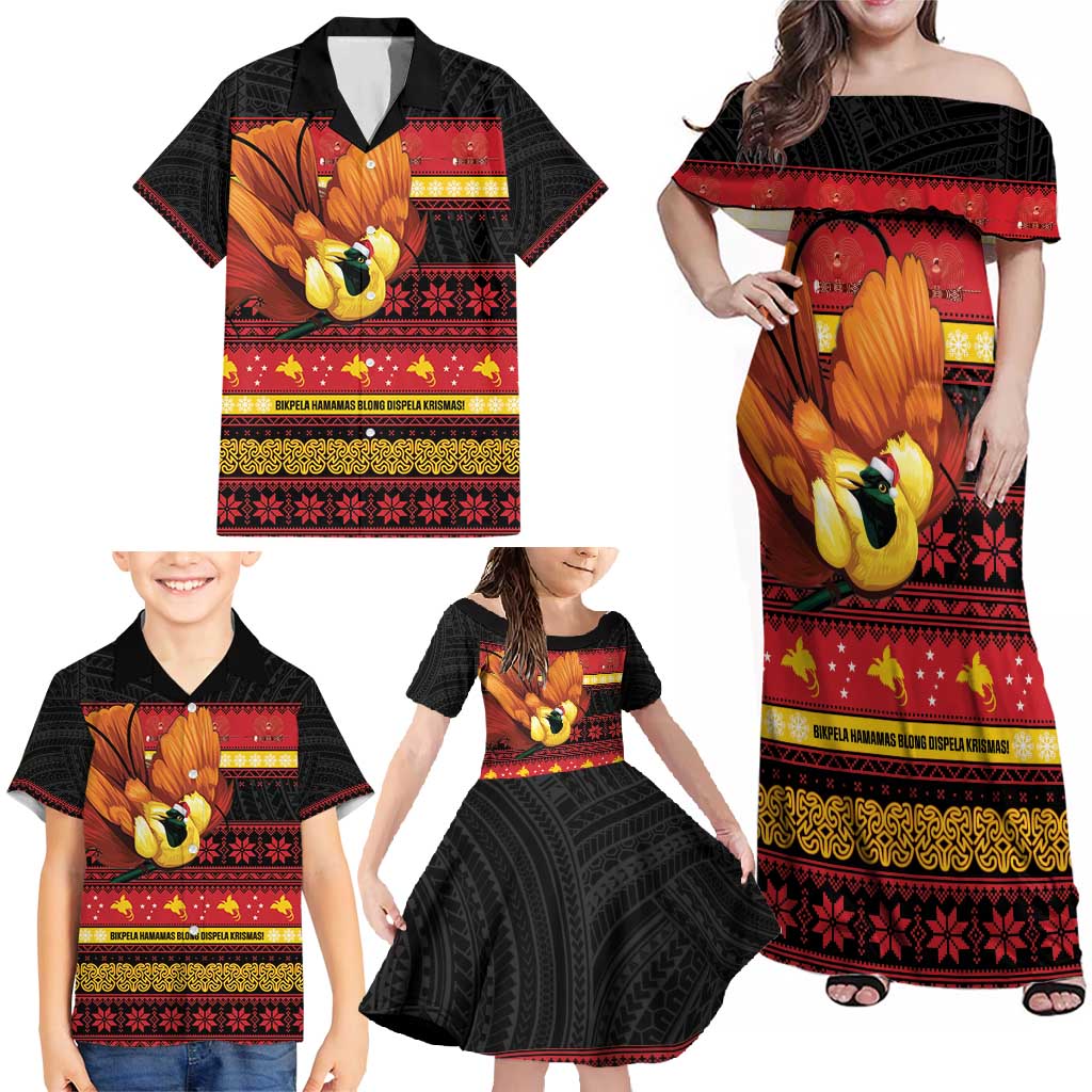 Papua New Guinea Christmas Family Matching Off Shoulder Maxi Dress and Hawaiian Shirt Bikpela hamamas blong dispela Krismas LT14 - Polynesian Pride