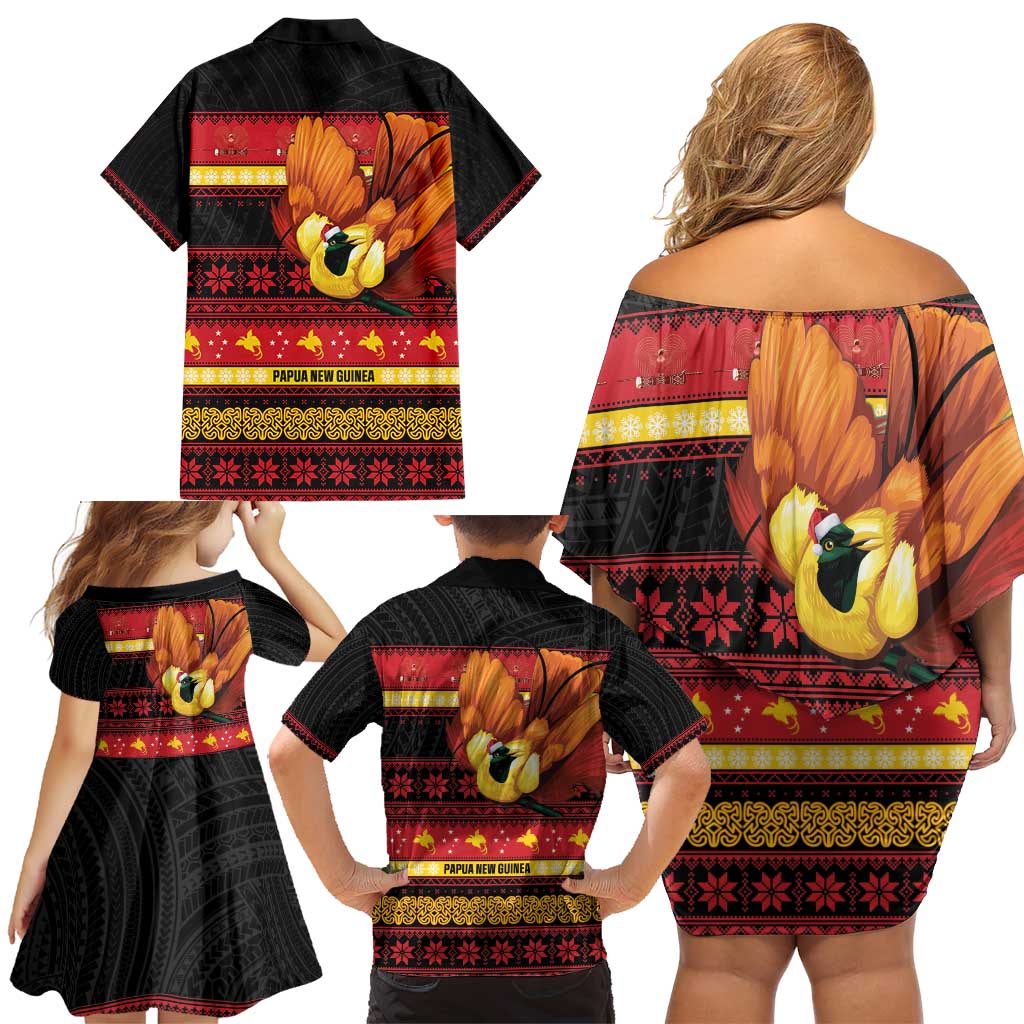 Papua New Guinea Christmas Family Matching Off Shoulder Short Dress and Hawaiian Shirt Bikpela hamamas blong dispela Krismas LT14 - Polynesian Pride