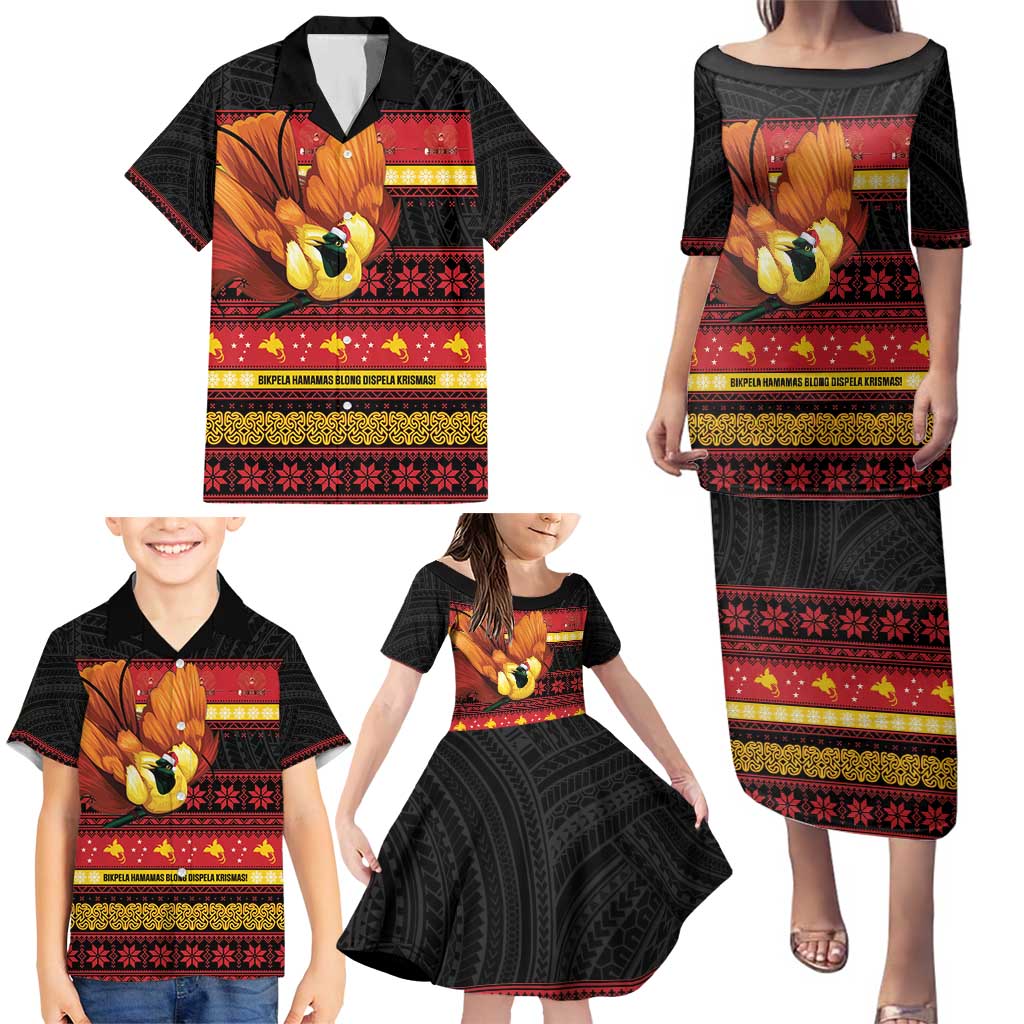 Papua New Guinea Christmas Family Matching Puletasi and Hawaiian Shirt Bikpela hamamas blong dispela Krismas LT14 - Polynesian Pride