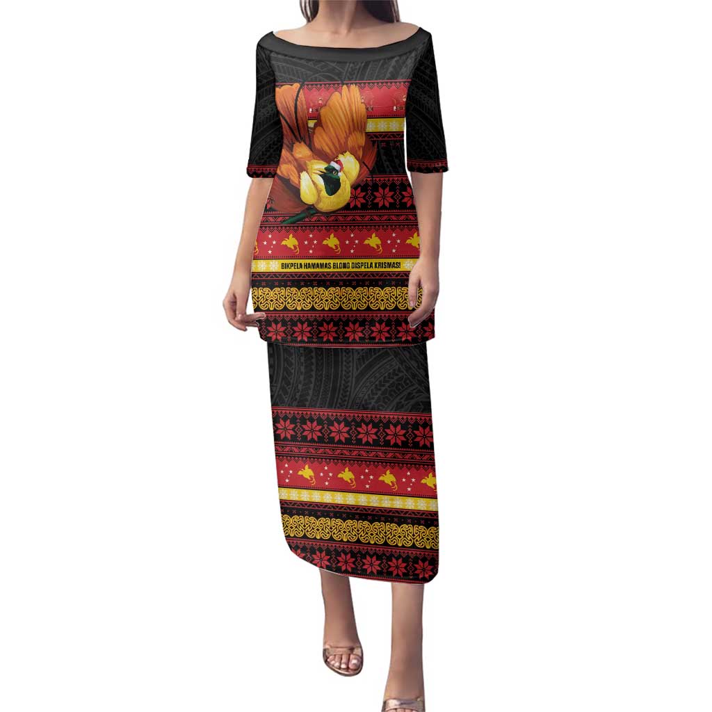 Papua New Guinea Christmas Family Matching Puletasi and Hawaiian Shirt Bikpela hamamas blong dispela Krismas LT14 Mom's Dress Red - Polynesian Pride
