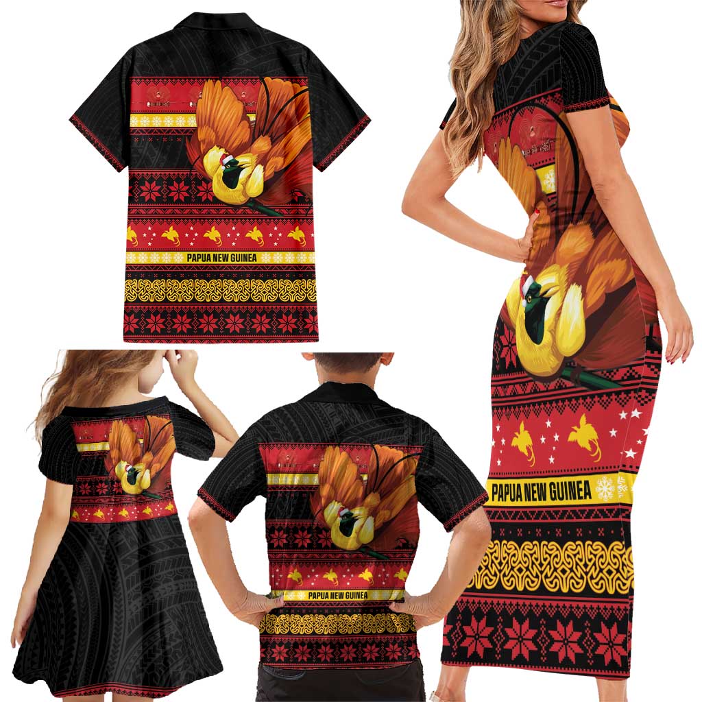 Papua New Guinea Christmas Family Matching Short Sleeve Bodycon Dress and Hawaiian Shirt Bikpela hamamas blong dispela Krismas LT14 - Polynesian Pride