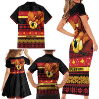 Papua New Guinea Christmas Family Matching Short Sleeve Bodycon Dress and Hawaiian Shirt Bikpela hamamas blong dispela Krismas LT14 - Polynesian Pride