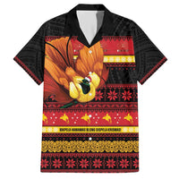 Papua New Guinea Christmas Family Matching Short Sleeve Bodycon Dress and Hawaiian Shirt Bikpela hamamas blong dispela Krismas LT14 Dad's Shirt - Short Sleeve Red - Polynesian Pride