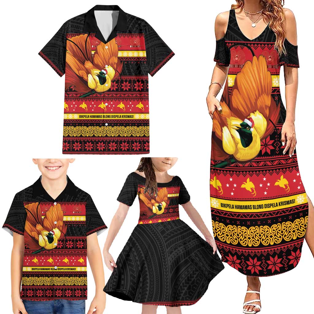 Papua New Guinea Christmas Family Matching Summer Maxi Dress and Hawaiian Shirt Bikpela hamamas blong dispela Krismas LT14 - Polynesian Pride
