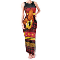 Papua New Guinea Christmas Family Matching Tank Maxi Dress and Hawaiian Shirt Bikpela hamamas blong dispela Krismas LT14 Mom's Dress Red - Polynesian Pride
