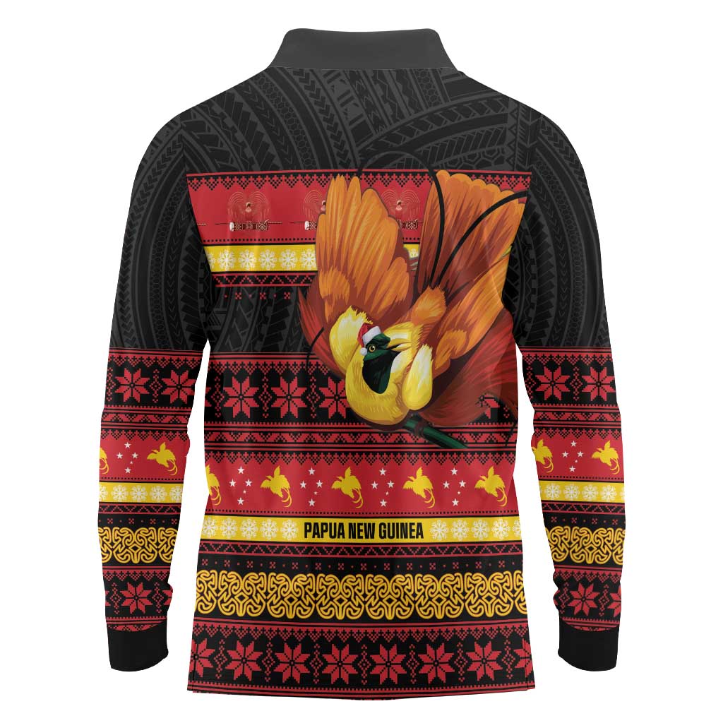 Papua New Guinea Christmas Long Sleeve Polo Shirt Bikpela hamamas blong dispela Krismas LT14 - Polynesian Pride