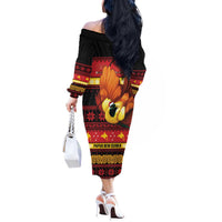 Papua New Guinea Christmas Off The Shoulder Long Sleeve Dress Bikpela hamamas blong dispela Krismas LT14 - Polynesian Pride
