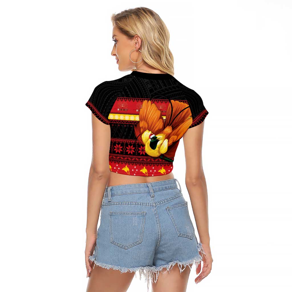 Papua New Guinea Christmas Raglan Cropped T Shirt Bikpela hamamas blong dispela Krismas - Polynesian Pride