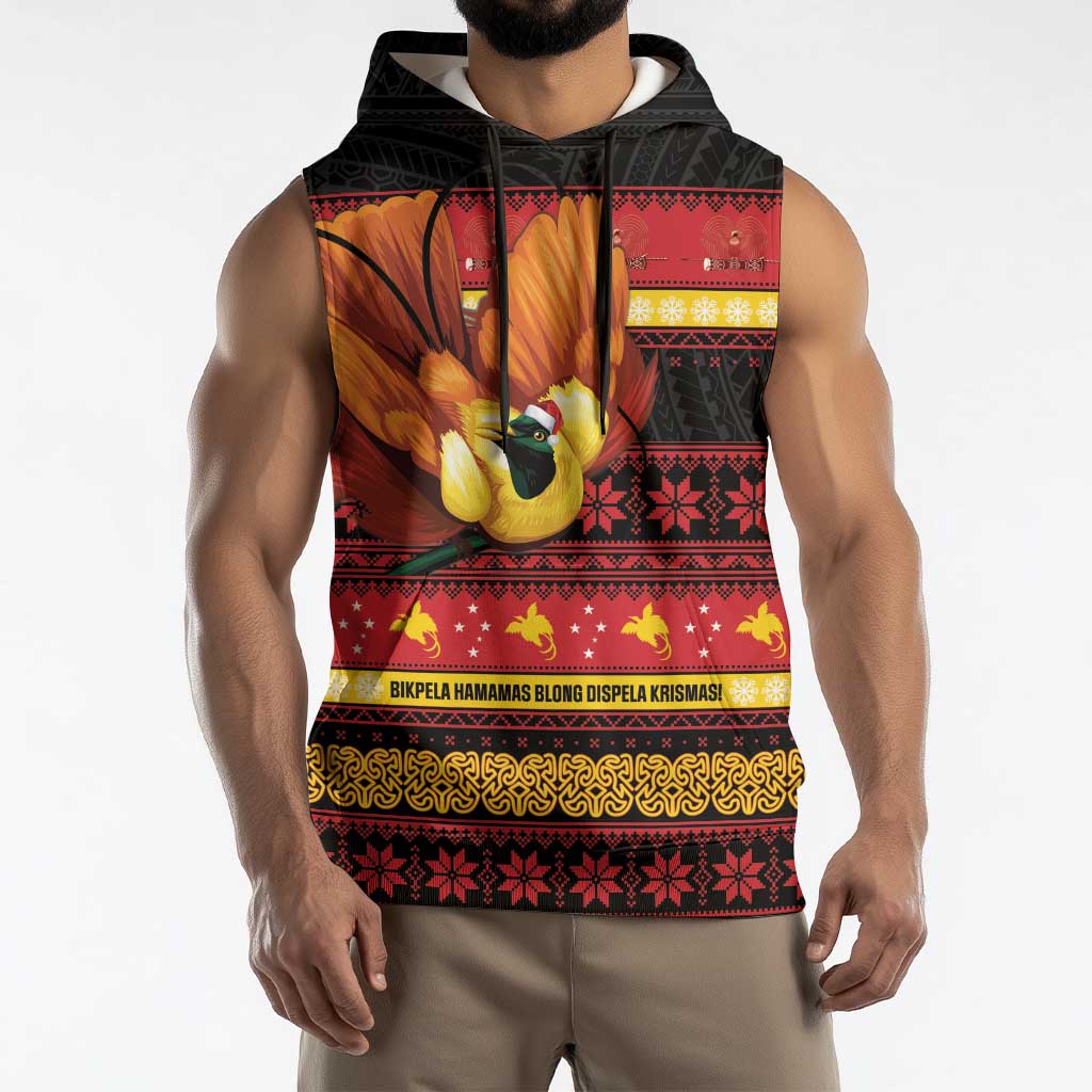 Papua New Guinea Christmas Sleeveless Hoodie Bikpela hamamas blong dispela Krismas LT14 - Polynesian Pride