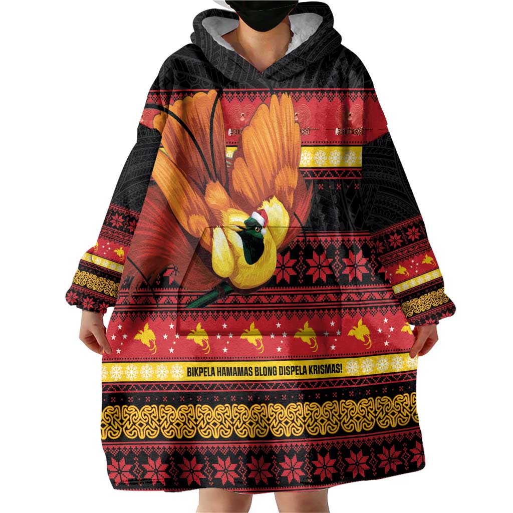 Papua New Guinea Christmas Wearable Blanket Hoodie Bikpela hamamas blong dispela Krismas LT14 - Polynesian Pride
