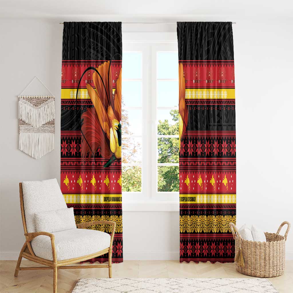 Papua New Guinea Christmas Window Curtain Bikpela hamamas blong dispela Krismas - Polynesian Pride