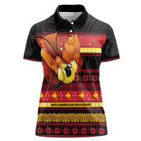 Papua New Guinea Christmas Women Polo Shirt Bikpela hamamas blong dispela Krismas LT14 Female Red - Polynesian Pride