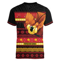 Papua New Guinea Christmas Women V-Neck T-Shirt Bikpela hamamas blong dispela Krismas LT14 - Polynesian Pride