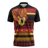 Papua New Guinea Christmas Zipper Polo Shirt Bikpela hamamas blong dispela Krismas LT14 Red - Polynesian Pride