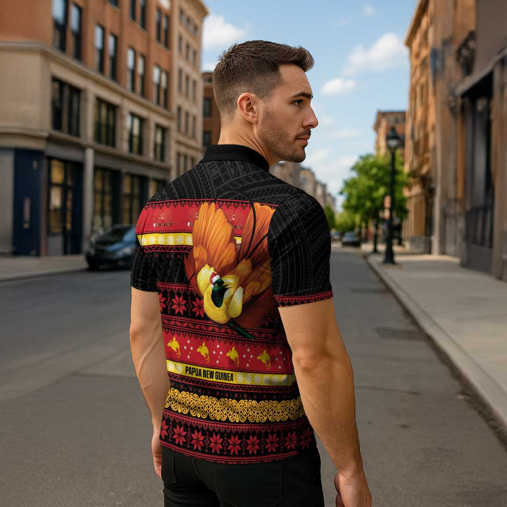 Papua New Guinea Christmas Zipper Polo Shirt Bikpela hamamas blong dispela Krismas LT14 - Polynesian Pride