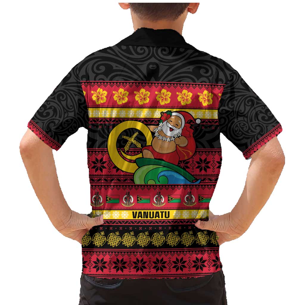 Vanuatu Christmas Family Matching Mermaid Dress and Hawaiian Shirt Joyeux Noel Surfing Santa With Boar Tusk LT14 - Polynesian Pride