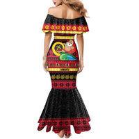 Vanuatu Christmas Family Matching Mermaid Dress and Hawaiian Shirt Joyeux Noel Surfing Santa With Boar Tusk LT14 - Polynesian Pride