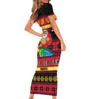 Vanuatu Christmas Family Matching Short Sleeve Bodycon Dress and Hawaiian Shirt Joyeux Noel Surfing Santa With Boar Tusk LT14 - Polynesian Pride