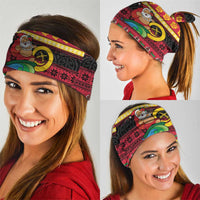 Vanuatu Christmas Neck Gaiter Joyeux Noel Surfing Santa With Boar Tusk - Polynesian Pride
