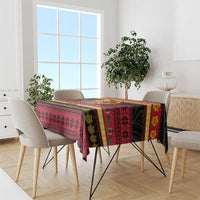 Vanuatu Christmas Tablecloth Joyeux Noel Surfing Santa With Boar Tusk - Polynesian Pride