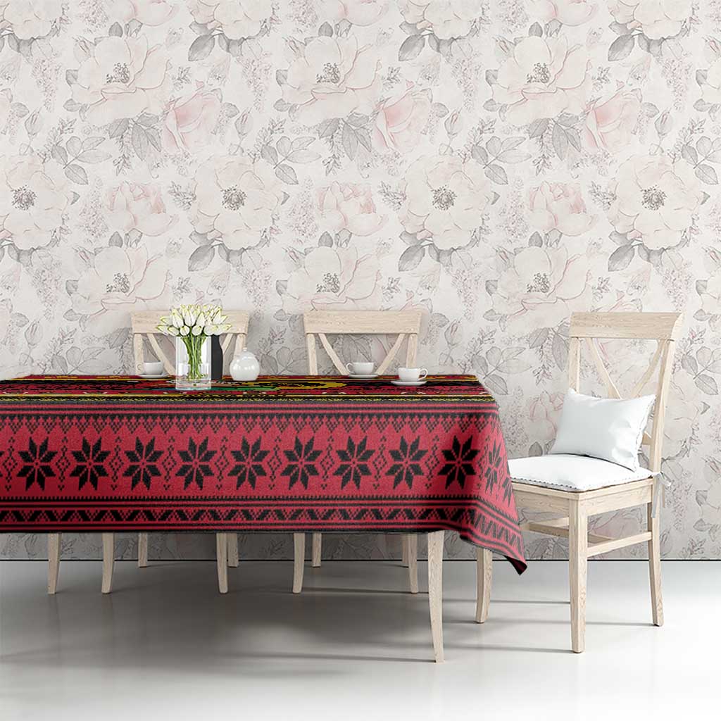 Vanuatu Christmas Tablecloth Joyeux Noel Surfing Santa With Boar Tusk - Polynesian Pride