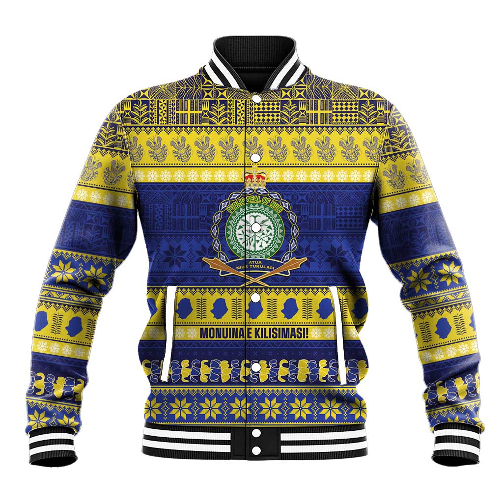 Niue Christmas Baseball Jacket Monuina e Kilisimasi Hiapo Motifs - Polynesian Pride