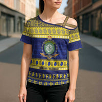 Niue Christmas Cross Shoulder Shirt Monuina e Kilisimasi Hiapo Motifs - Polynesian Pride