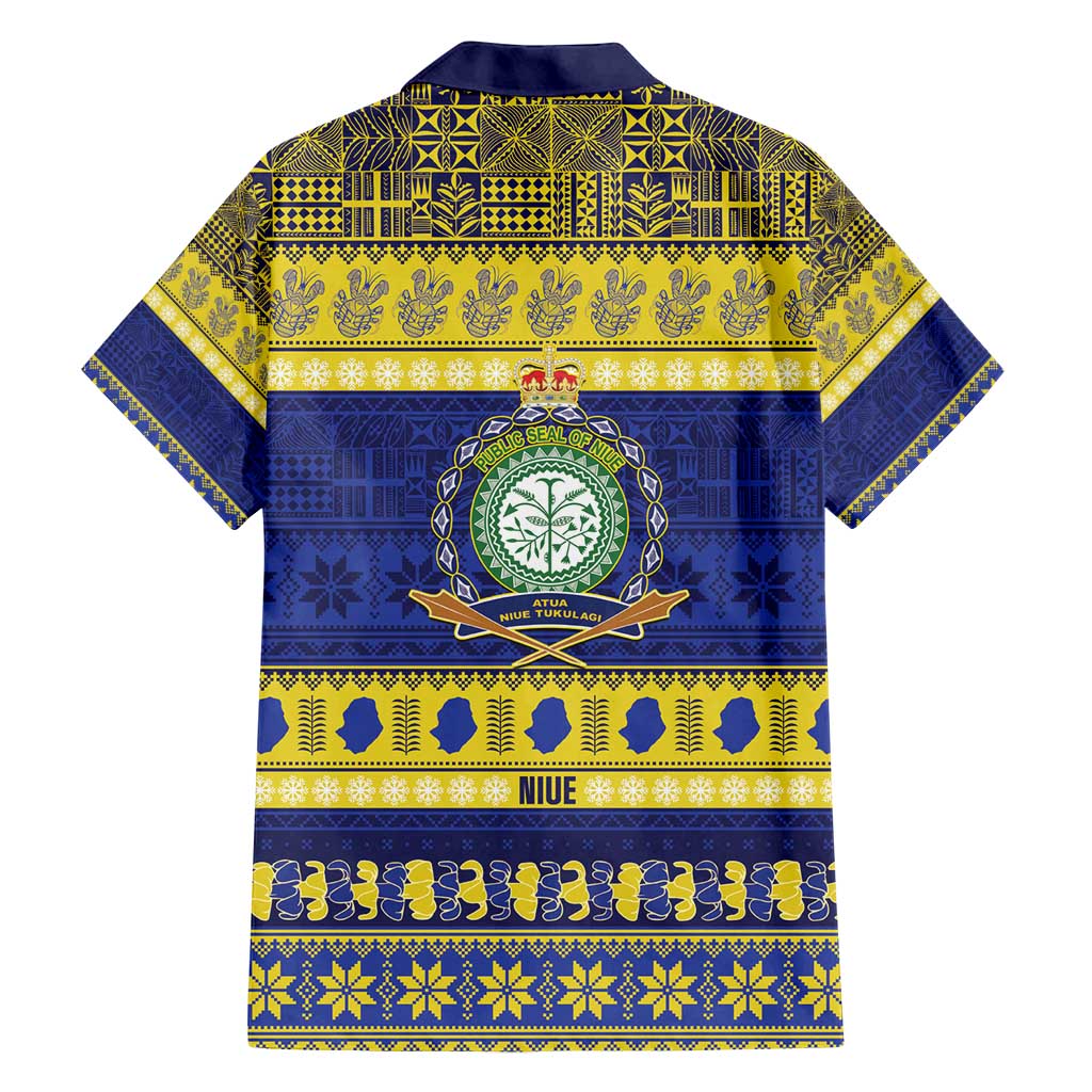 Niue Christmas Family Matching Long Sleeve Bodycon Dress and Hawaiian Shirt Monuina e Kilisimasi Hiapo Motifs LT14 - Polynesian Pride