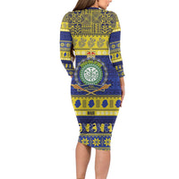 Niue Christmas Family Matching Long Sleeve Bodycon Dress and Hawaiian Shirt Monuina e Kilisimasi Hiapo Motifs LT14 - Polynesian Pride