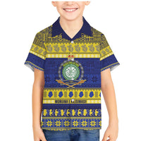 Niue Christmas Family Matching Mermaid Dress and Hawaiian Shirt Monuina e Kilisimasi Hiapo Motifs LT14 Son's Shirt Blue - Polynesian Pride