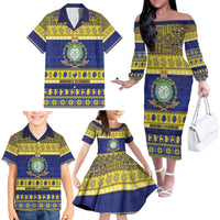 Niue Christmas Family Matching Off The Shoulder Long Sleeve Dress and Hawaiian Shirt Monuina e Kilisimasi Hiapo Motifs LT14 - Polynesian Pride