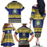 Niue Christmas Family Matching Off The Shoulder Long Sleeve Dress and Hawaiian Shirt Monuina e Kilisimasi Hiapo Motifs LT14 - Polynesian Pride