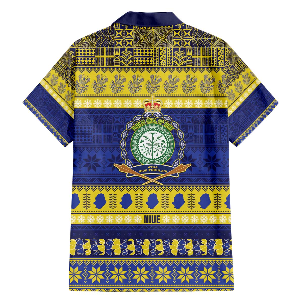 Niue Christmas Family Matching Off The Shoulder Long Sleeve Dress and Hawaiian Shirt Monuina e Kilisimasi Hiapo Motifs LT14 - Polynesian Pride
