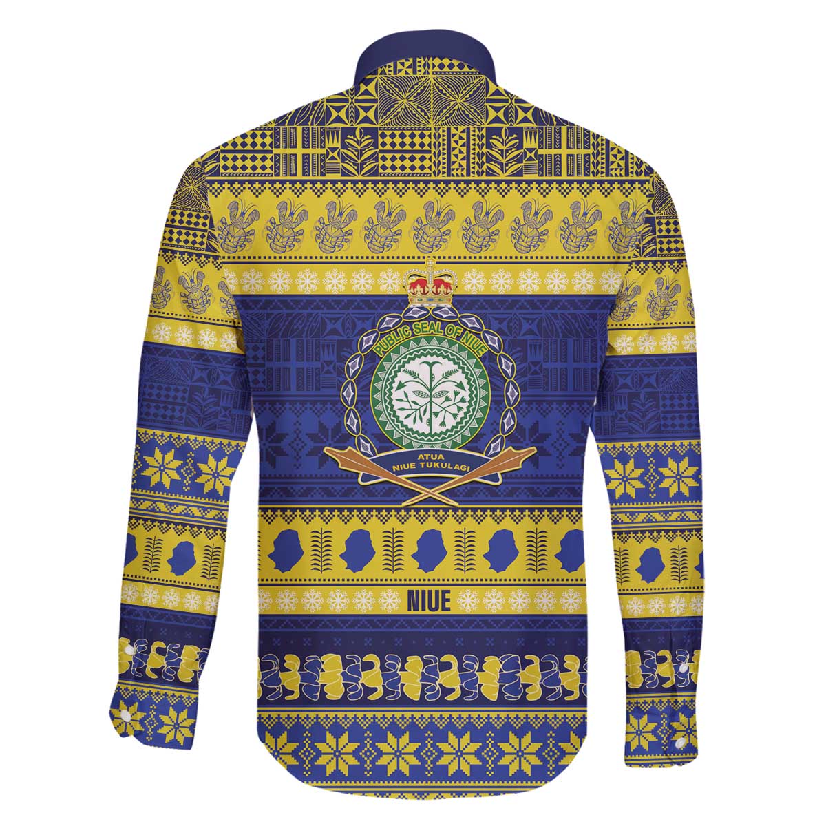 Niue Christmas Family Matching Off The Shoulder Long Sleeve Dress and Hawaiian Shirt Monuina e Kilisimasi Hiapo Motifs LT14 - Polynesian Pride
