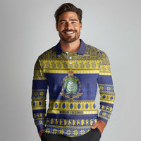 Niue Christmas Long Sleeve Polo Shirt Monuina e Kilisimasi Hiapo Motifs - Polynesian Pride
