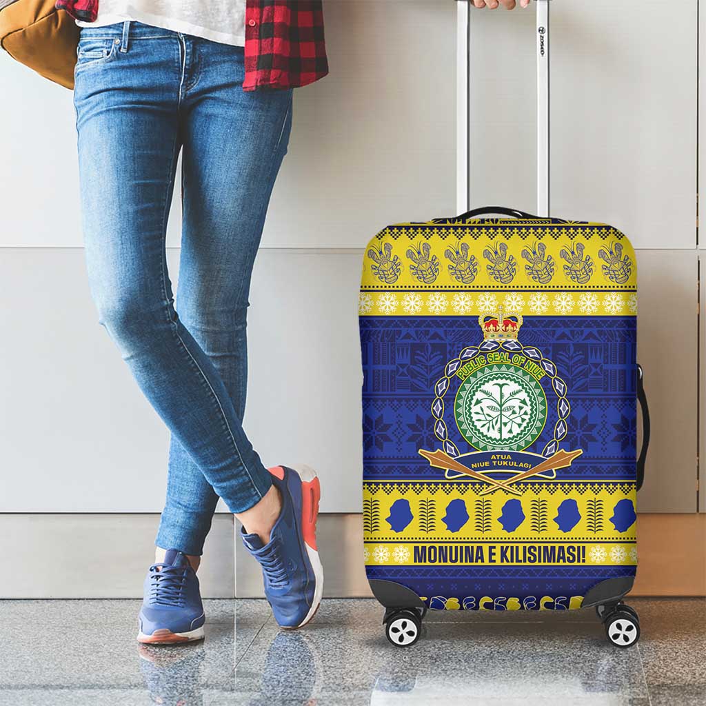 Niue Christmas Luggage Cover Monuina e Kilisimasi Hiapo Motifs LT14 - Polynesian Pride