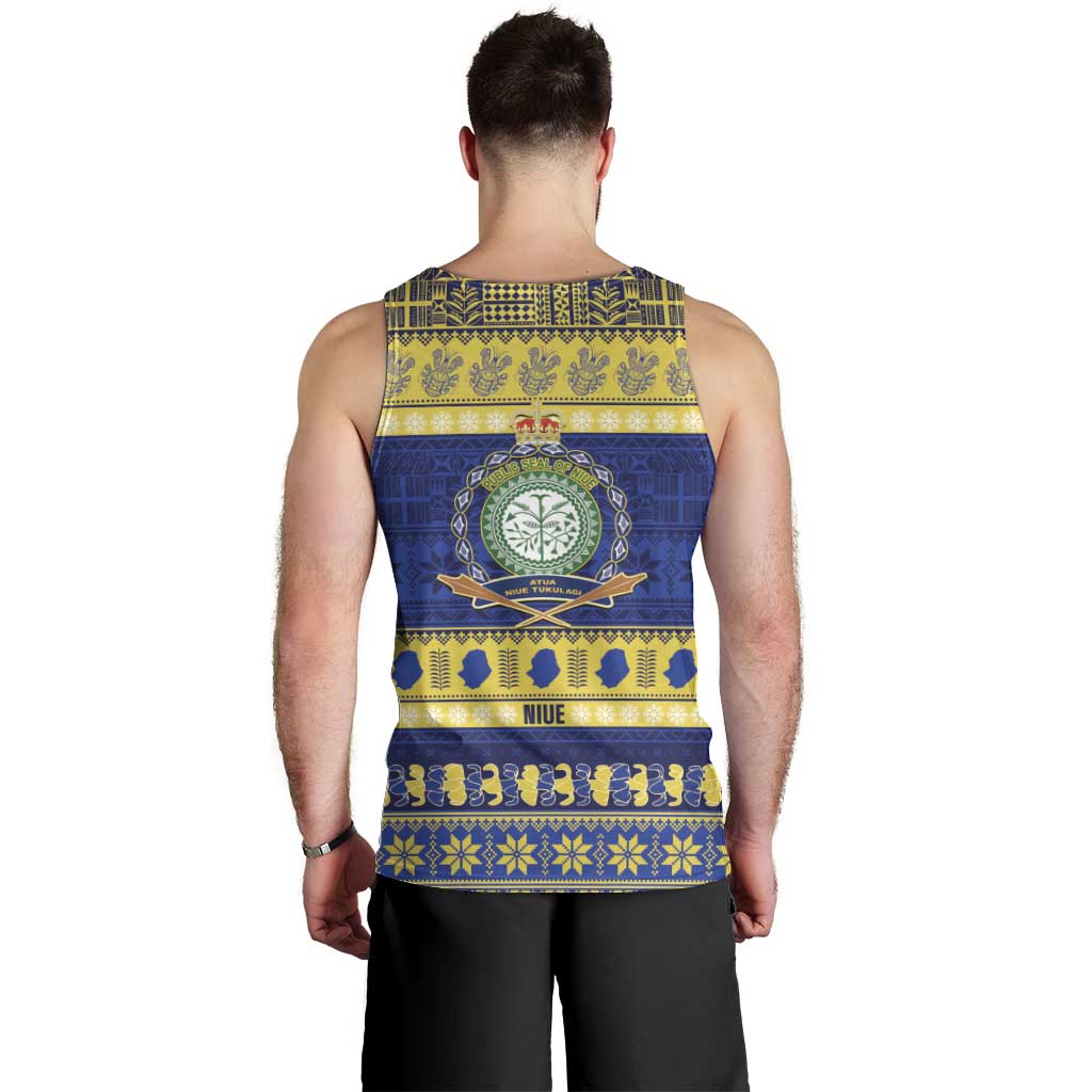 Niue Christmas Men Tank Top Monuina e Kilisimasi Hiapo Motifs LT14 - Polynesian Pride
