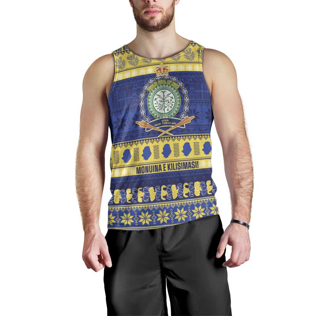Niue Christmas Men Tank Top Monuina e Kilisimasi Hiapo Motifs LT14 - Polynesian Pride