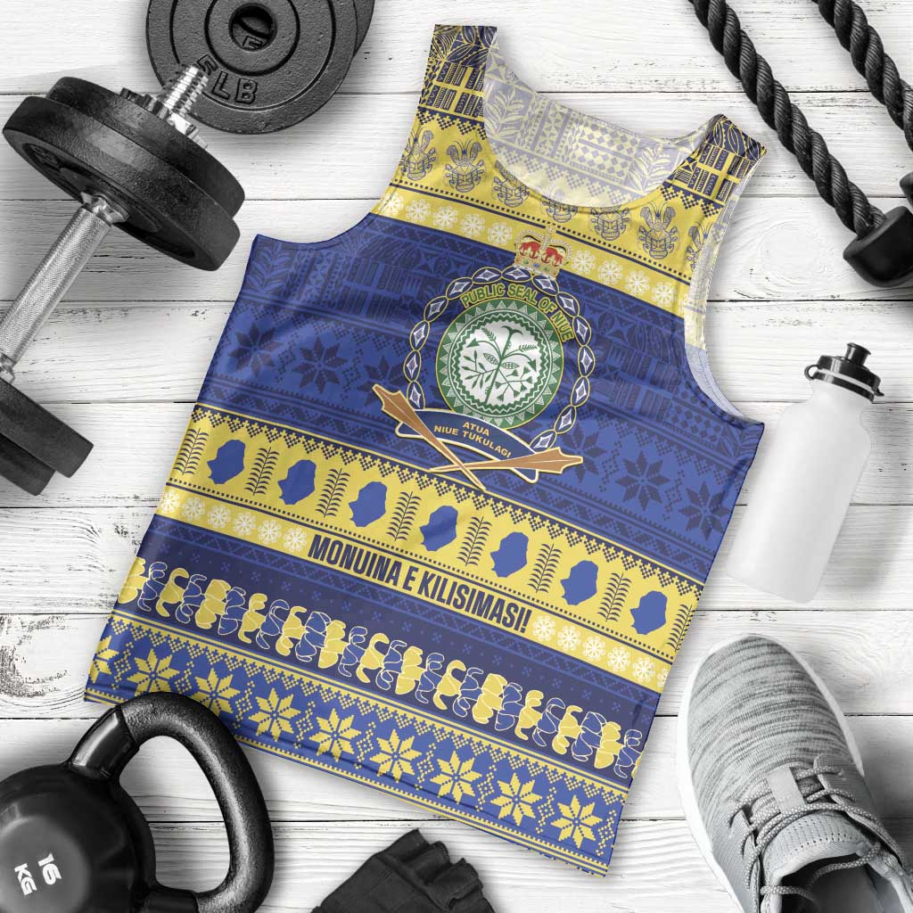 Niue Christmas Men Tank Top Monuina e Kilisimasi Hiapo Motifs LT14 - Polynesian Pride