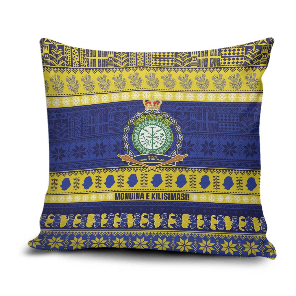Niue Christmas Pillow Cover Monuina e Kilisimasi Hiapo Motifs LT14 Blue - Polynesian Pride