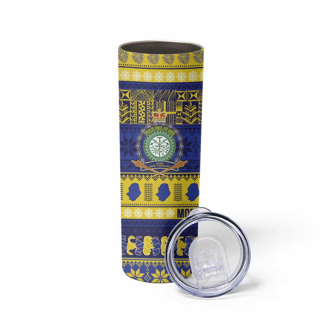 Niue Christmas Skinny Tumbler Monuina e Kilisimasi Hiapo Motifs - Polynesian Pride
