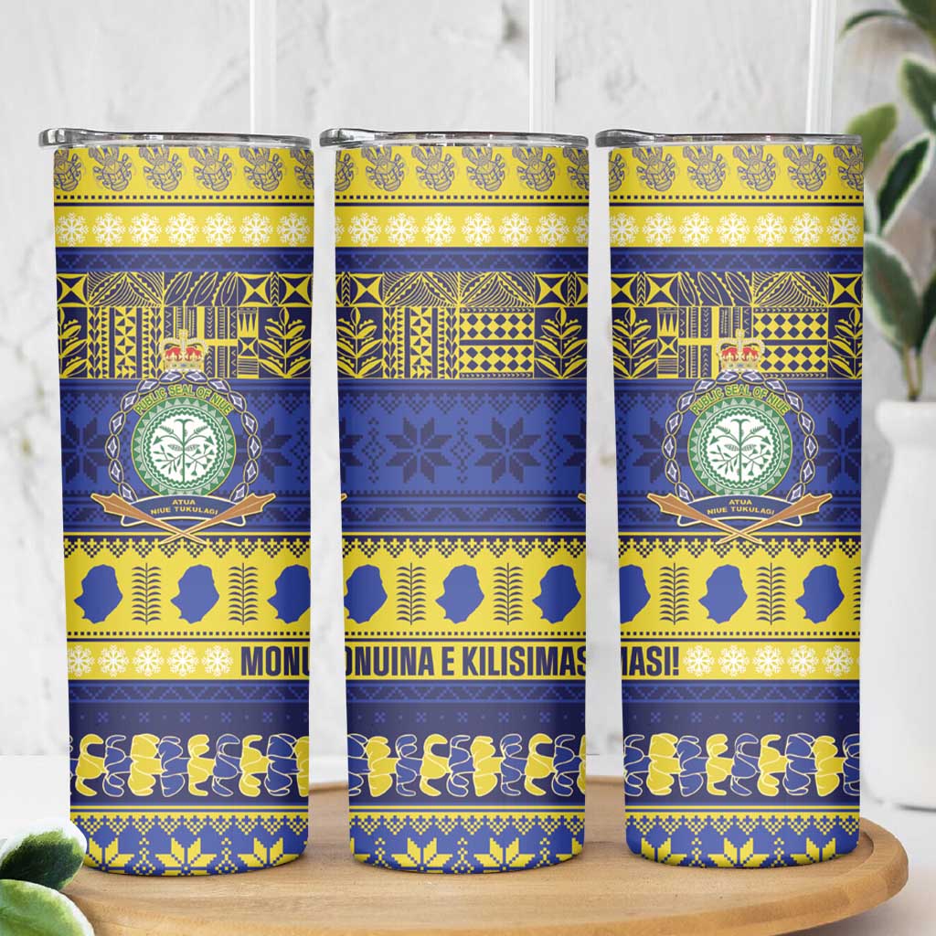 Niue Christmas Skinny Tumbler Monuina e Kilisimasi Hiapo Motifs - Polynesian Pride