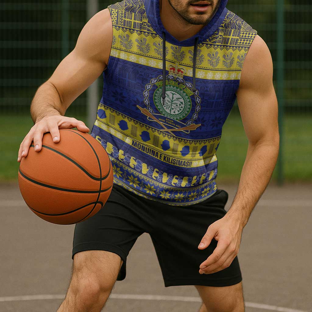 Niue Christmas Sleeveless Hoodie Monuina e Kilisimasi Hiapo Motifs - Polynesian Pride