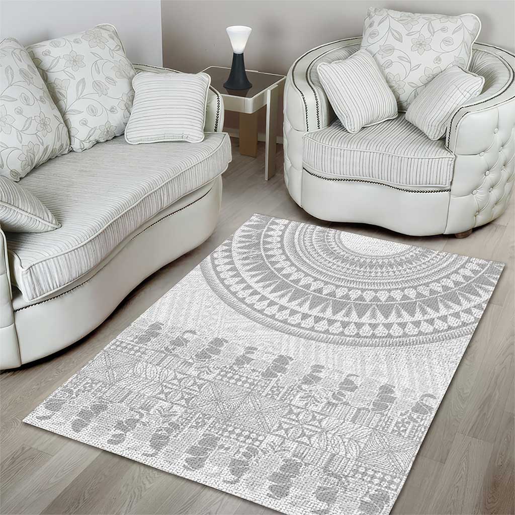 Niue White Sunday Area Rug Tapu Fanau Ia Puakenikeni Hiapo Pattern - Polynesian Pride