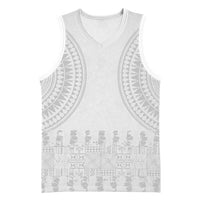 Niue White Sunday Basketball Jersey Tapu Fanau Ia Puakenikeni Hiapo Pattern - Polynesian Pride