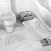 Niue White Sunday Bathroom Set Tapu Fanau Ia Puakenikeni Hiapo Pattern LT14 Mat Set Only (3 pcs) One Size White - Polynesian Pride